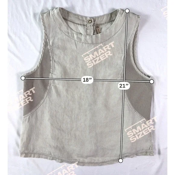 XCVI Womens S Linen Sleeveless Tank Top Mixed Media Layering Boho Neutral Clean - Picture 8 of 9
